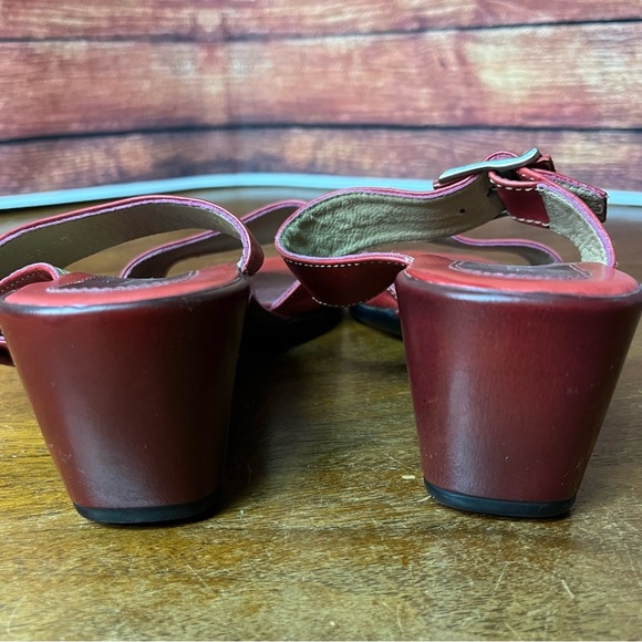 Stonefly Red Leather Slip On Heeled Summer Sandals - Picture 8 of 15